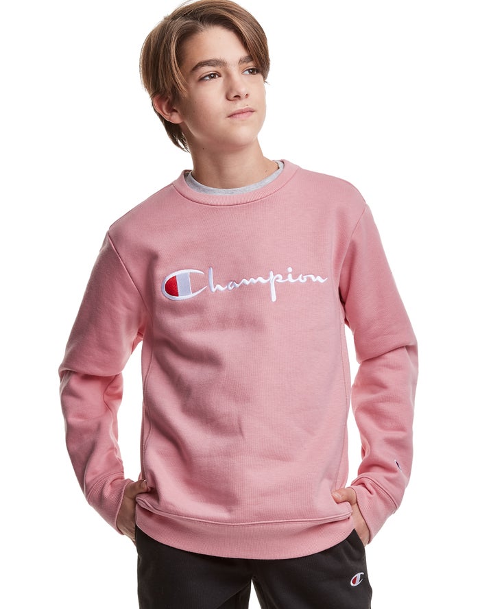 Sudadera Champion Niño - Reverse Weave Fleece Crew Embroidered Logo ( Coral ) 1764028-BT